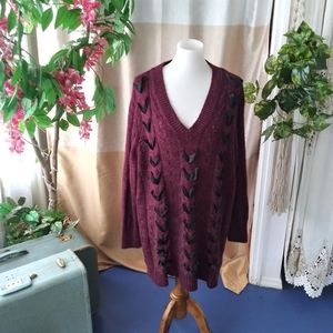 Lane Bryan Plus Size 26/28 Purple Black sweater